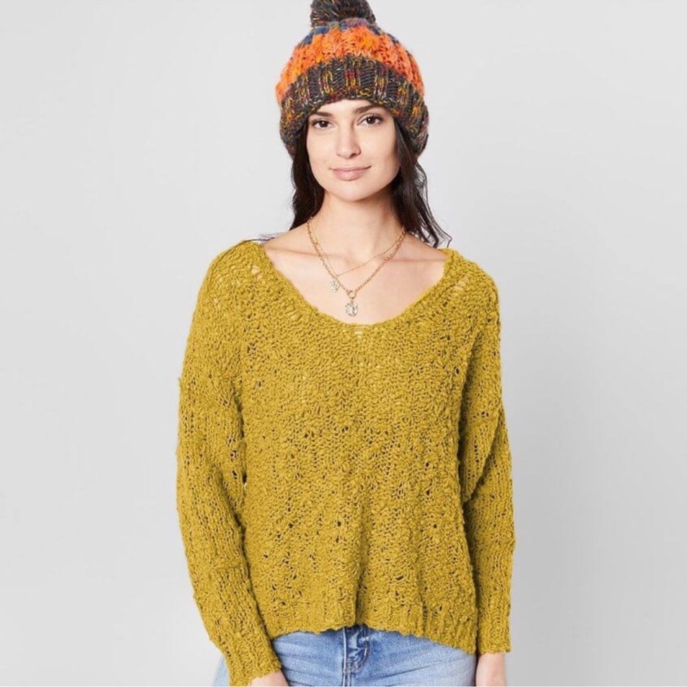 Free People Sunday Shore Pullover Golden Mustard Sweater